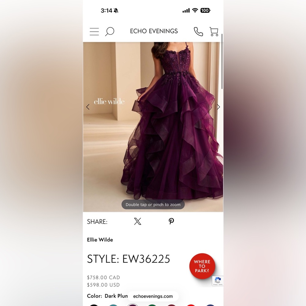Ellie Wilde Deep Purple Prom Dress
